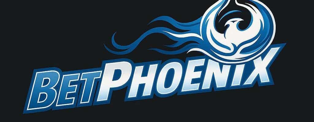 BetPhoenix Review: Logo featuring a stylized phoenix with dynamic blue and white colors symbolizing the brand identity on a sleek black background.