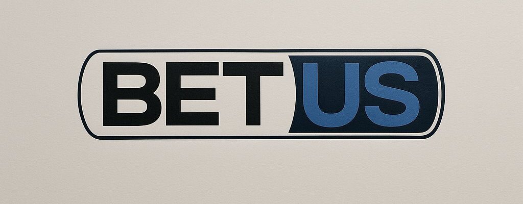 BetUS logo in black and blue on a neutral background showcasing the brand's identity. Ideal for those interested in BetUS sports betting and online casino gaming.